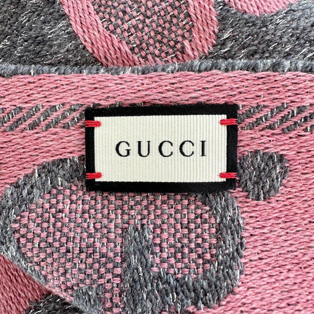 新品未使用✨GUCCI マフラー リバーシブル ピンク・グレー 45x195cm