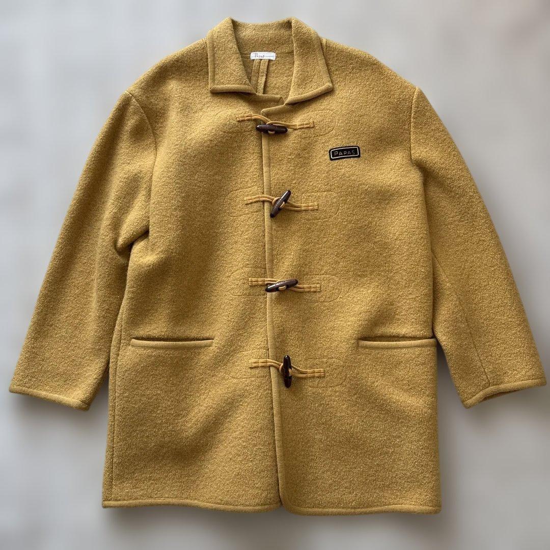 激レア【縮絨加工】パパス　ダッフルコートL　ロゴワッペン　ロゴトグル　パイピング