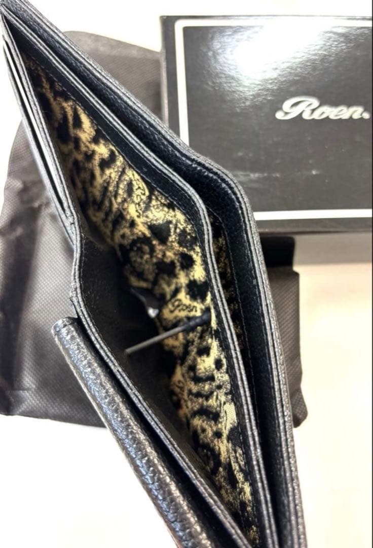 最終お値下げ❣️希少 ❣️ Roen ロエン 折り財布 ブラック レオパード