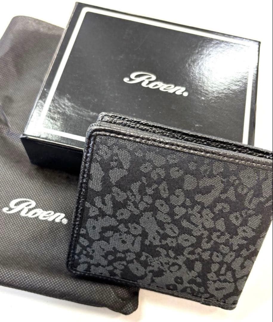 最終お値下げ❣️希少 ❣️ Roen ロエン 折り財布 ブラック レオパード