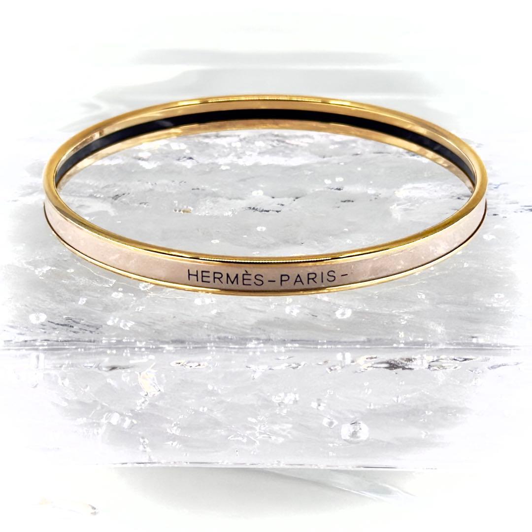 HERMES エルメス バングル UNI ユニ エナメル ブレスレット ベージュ