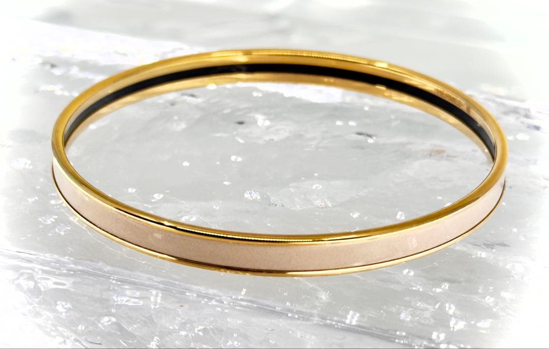 HERMES エルメス バングル UNI ユニ エナメル ブレスレット ベージュ