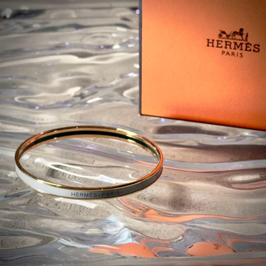 HERMES エルメス バングル UNI ユニ エナメル ブレスレット ベージュ