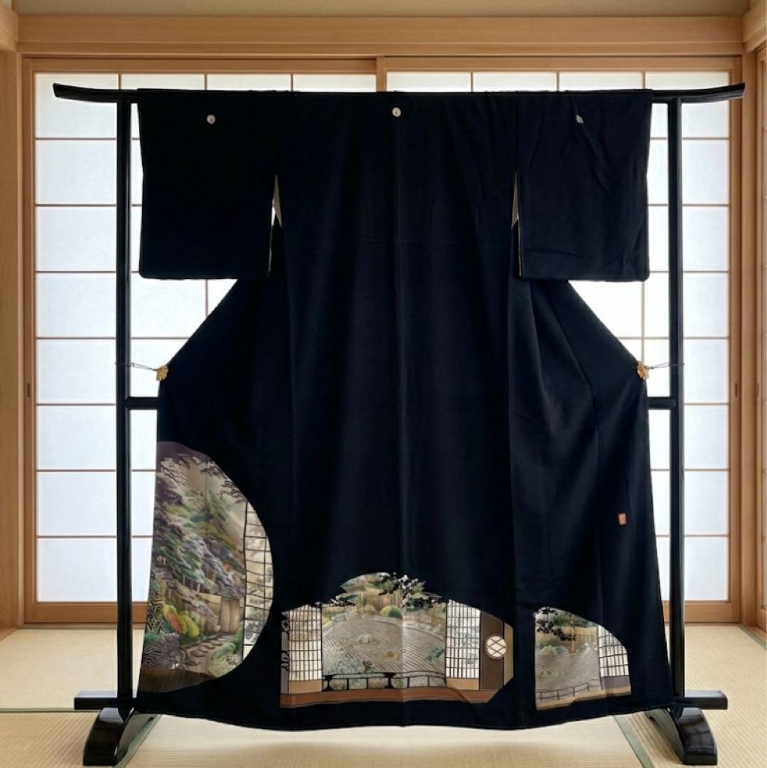 美品　黒留袖　袋帯　￼ ５点フルセット　結婚式　比翼仕立て　礼服　作家物　末広