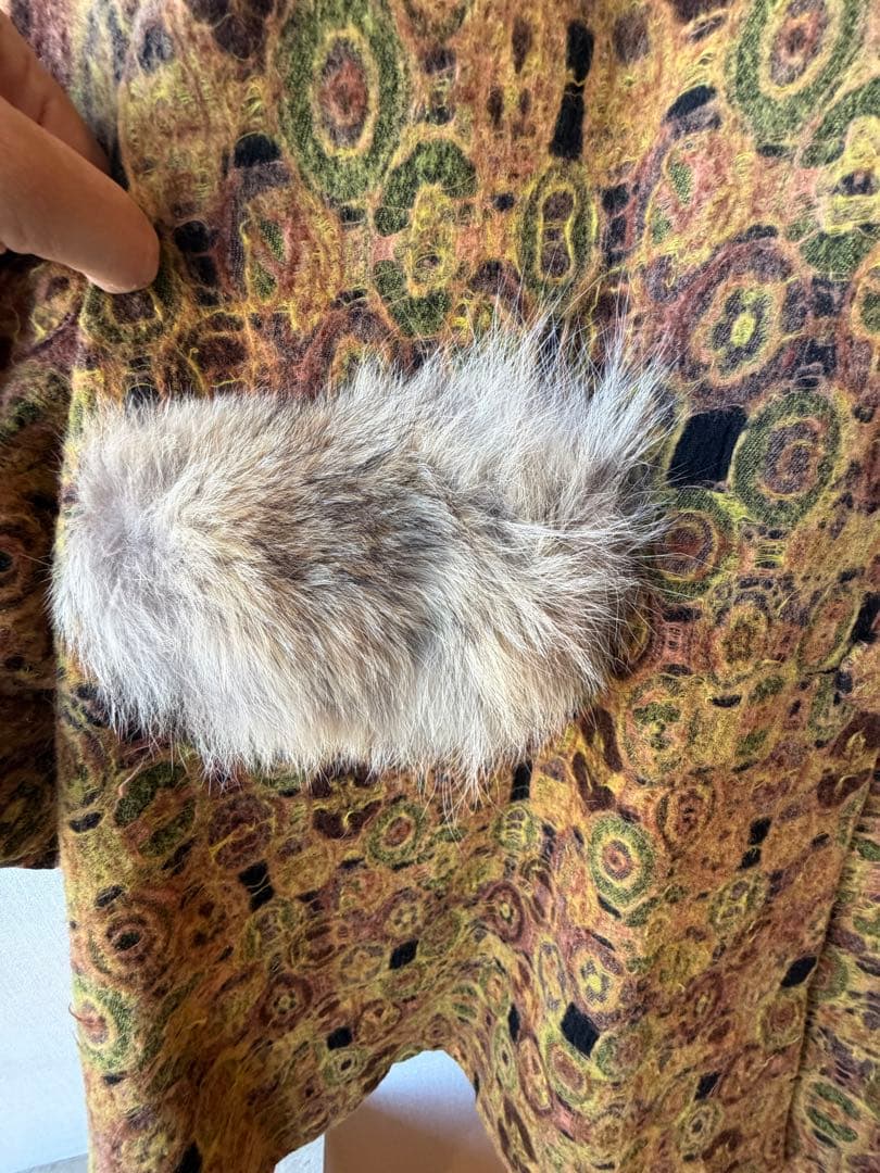 Christian Dior ファー付きロングコート 多色　36