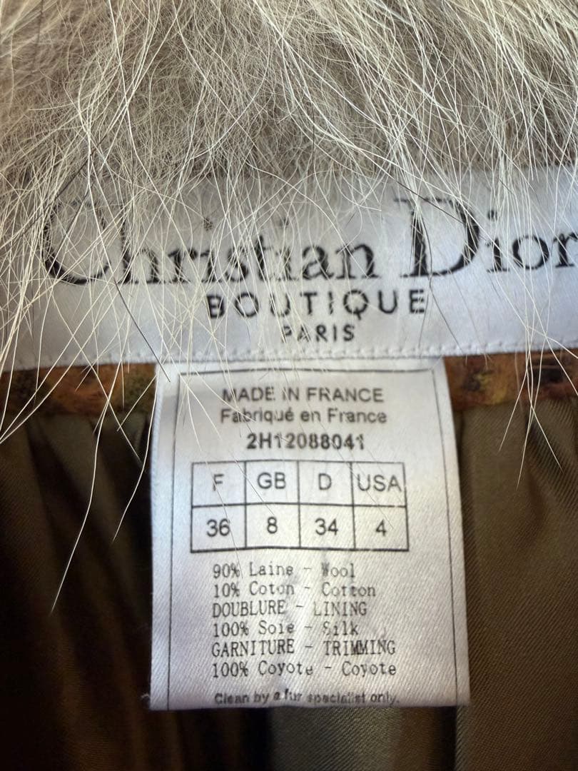 Christian Dior ファー付きロングコート 多色　36