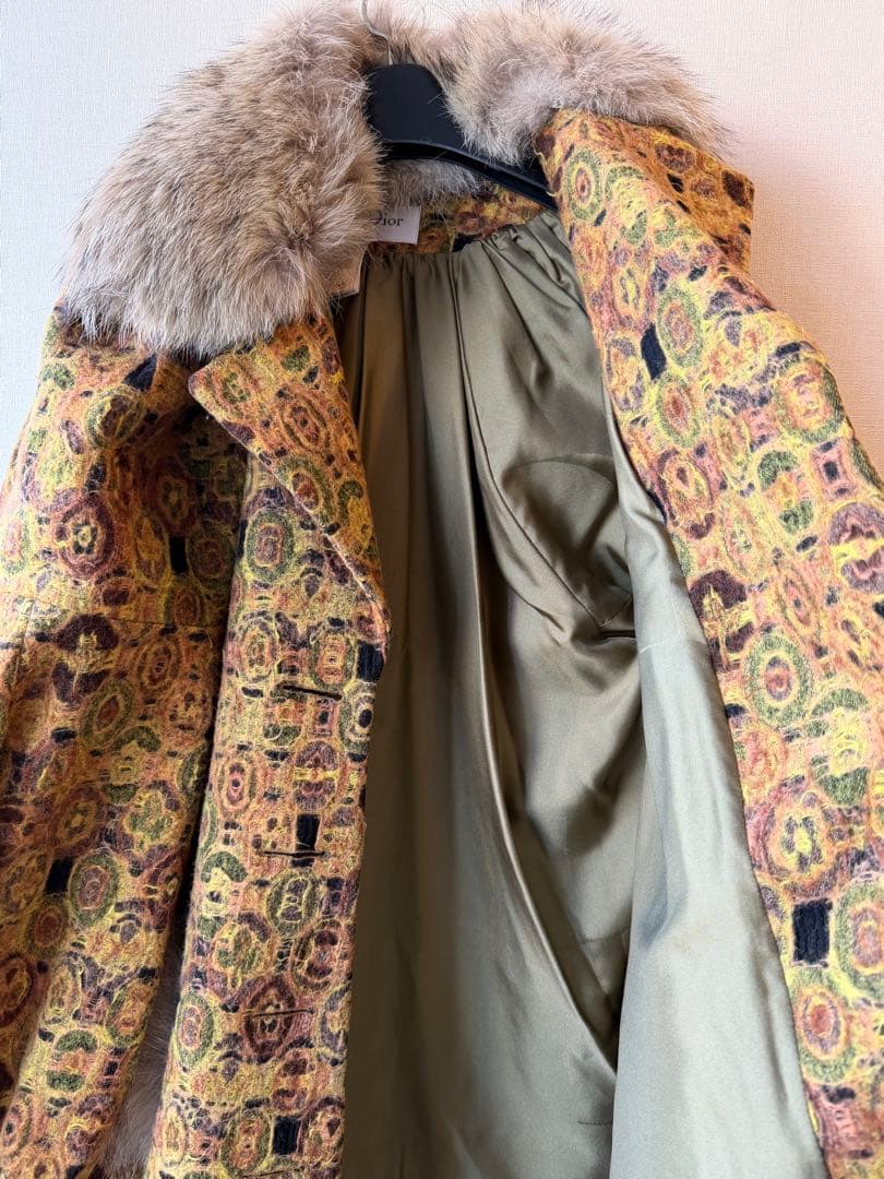 Christian Dior ファー付きロングコート 多色　36