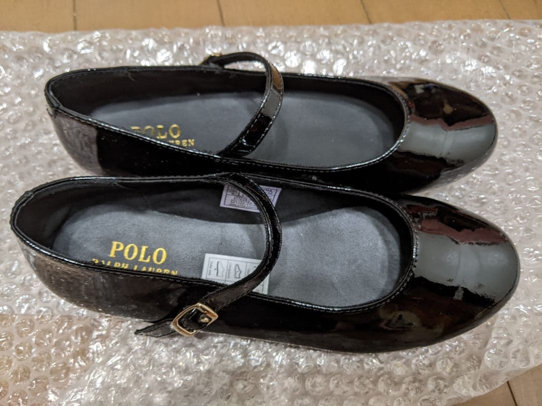 ラルフローレン パンプス ストラップバレエシューズ エナメルレザー