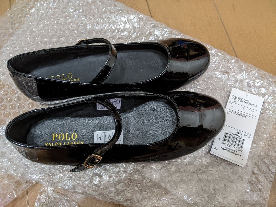 ラルフローレン パンプス ストラップバレエシューズ エナメルレザー