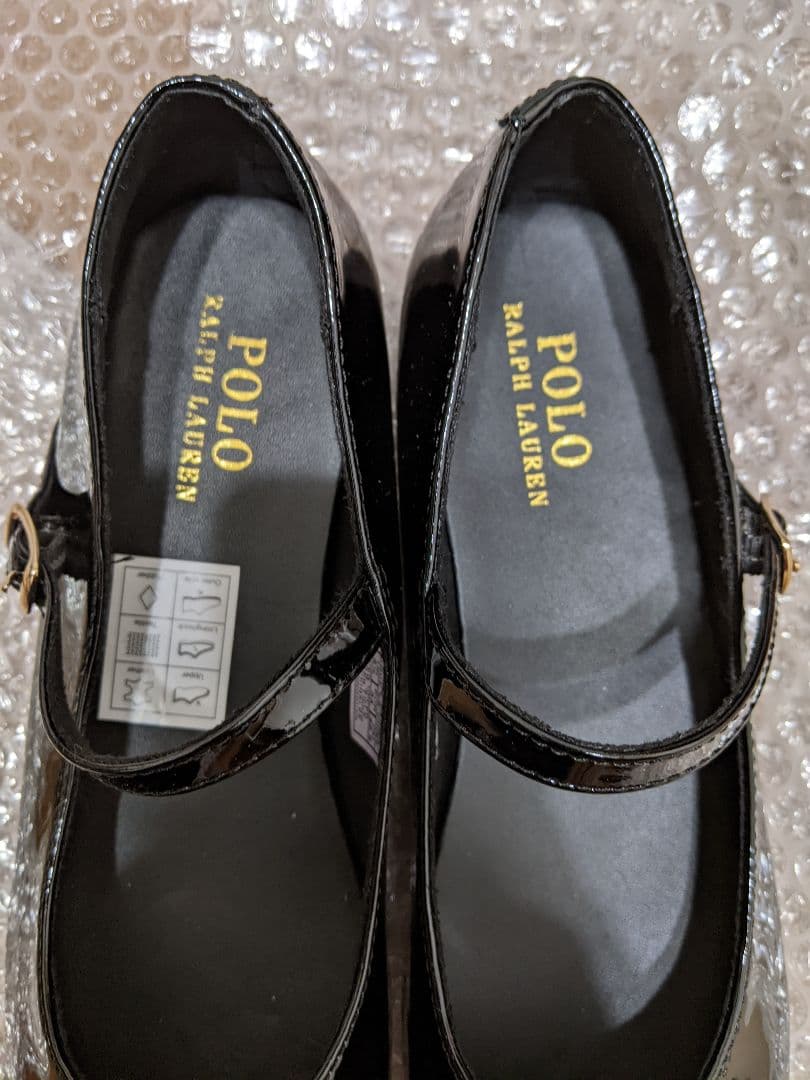 ラルフローレン パンプス ストラップバレエシューズ エナメルレザー