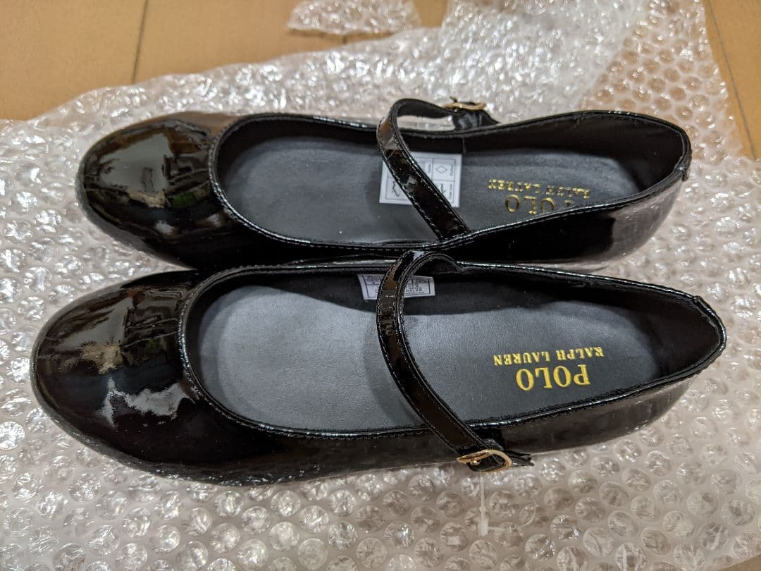 ラルフローレン パンプス ストラップバレエシューズ エナメルレザー