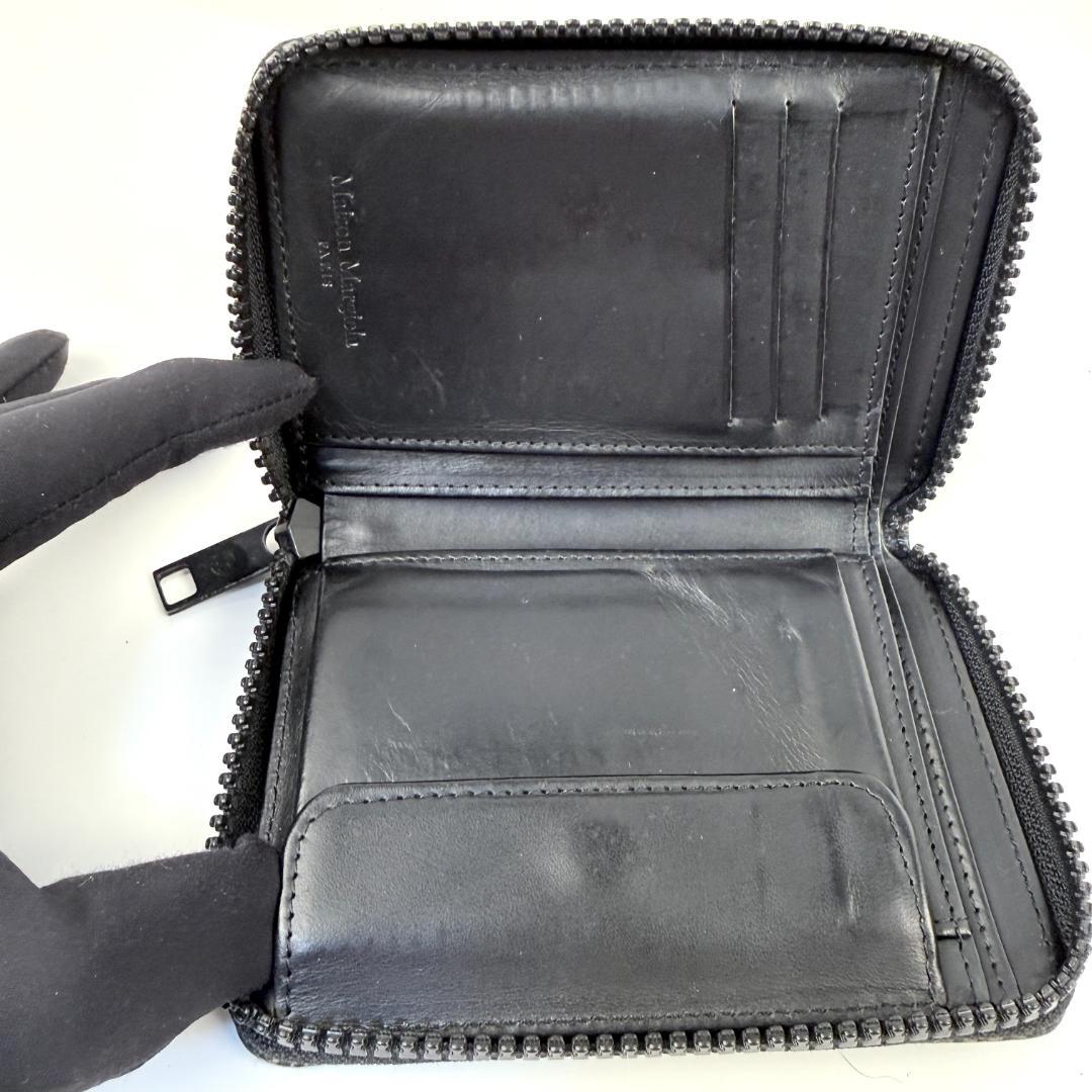 希少 2021SS メゾンマルジェラ ミニ財布 レザー ラウンドジップ ロゴ