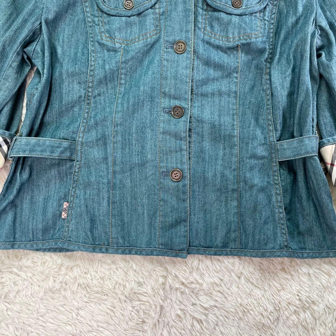 【希少サイズ44】バーバリーロンドン　ノバチェック　ブルー　デニムジャケット