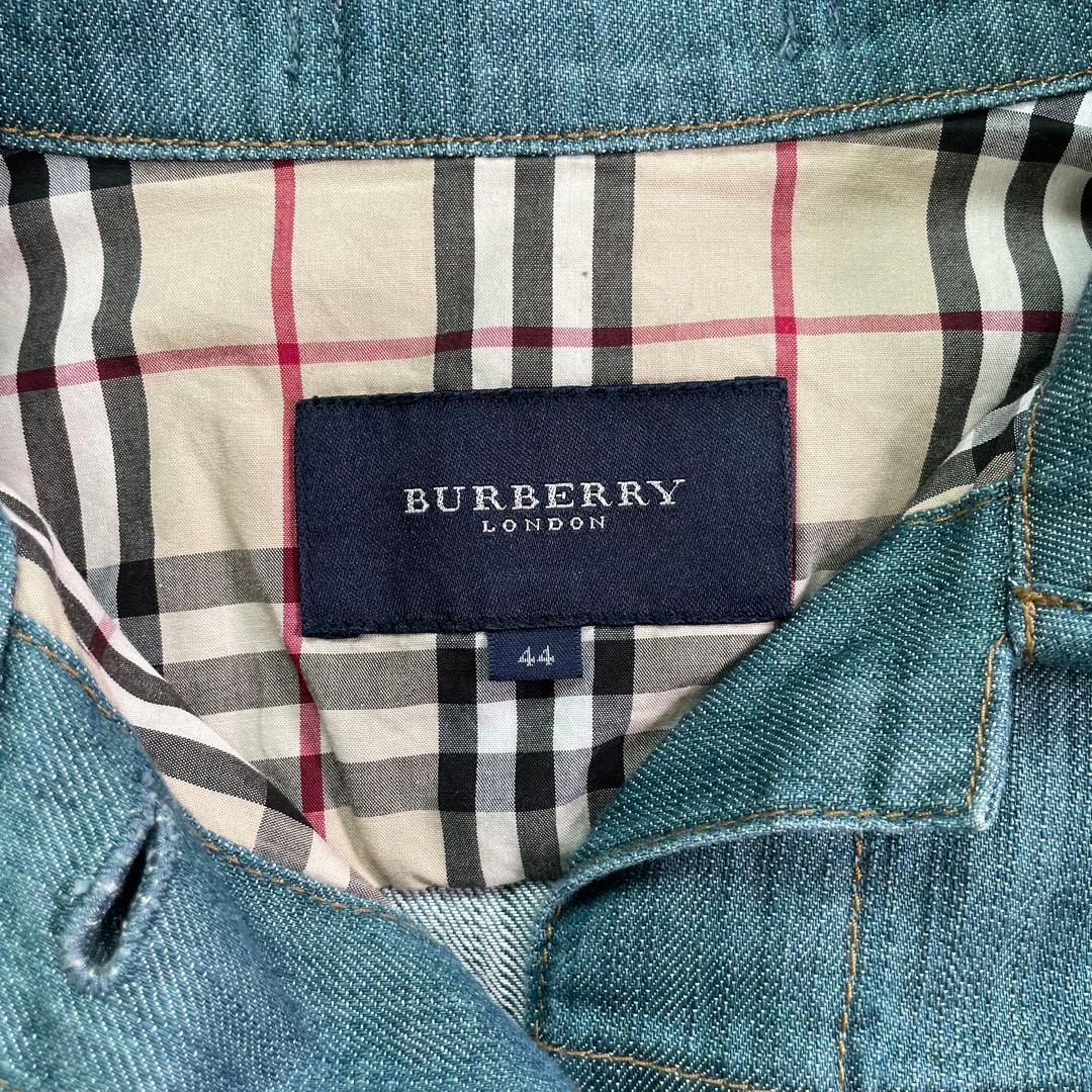【希少サイズ44】バーバリーロンドン　ノバチェック　ブルー　デニムジャケット