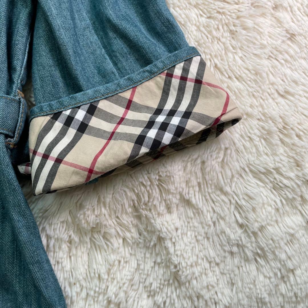 【希少サイズ44】バーバリーロンドン　ノバチェック　ブルー　デニムジャケット