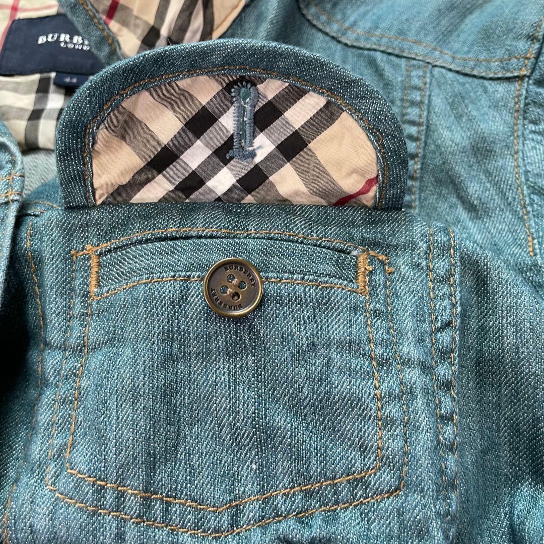 【希少サイズ44】バーバリーロンドン　ノバチェック　ブルー　デニムジャケット