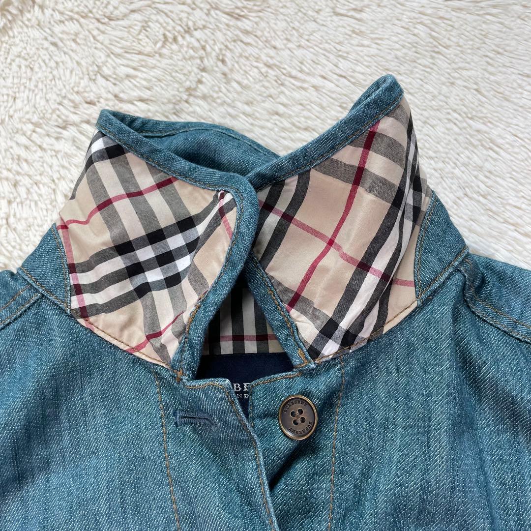 【希少サイズ44】バーバリーロンドン　ノバチェック　ブルー　デニムジャケット