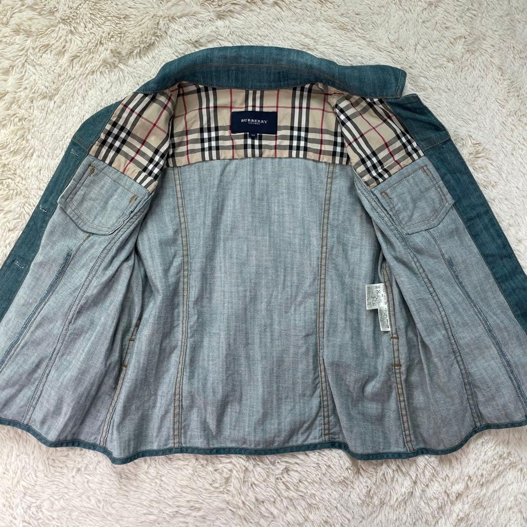 【希少サイズ44】バーバリーロンドン　ノバチェック　ブルー　デニムジャケット