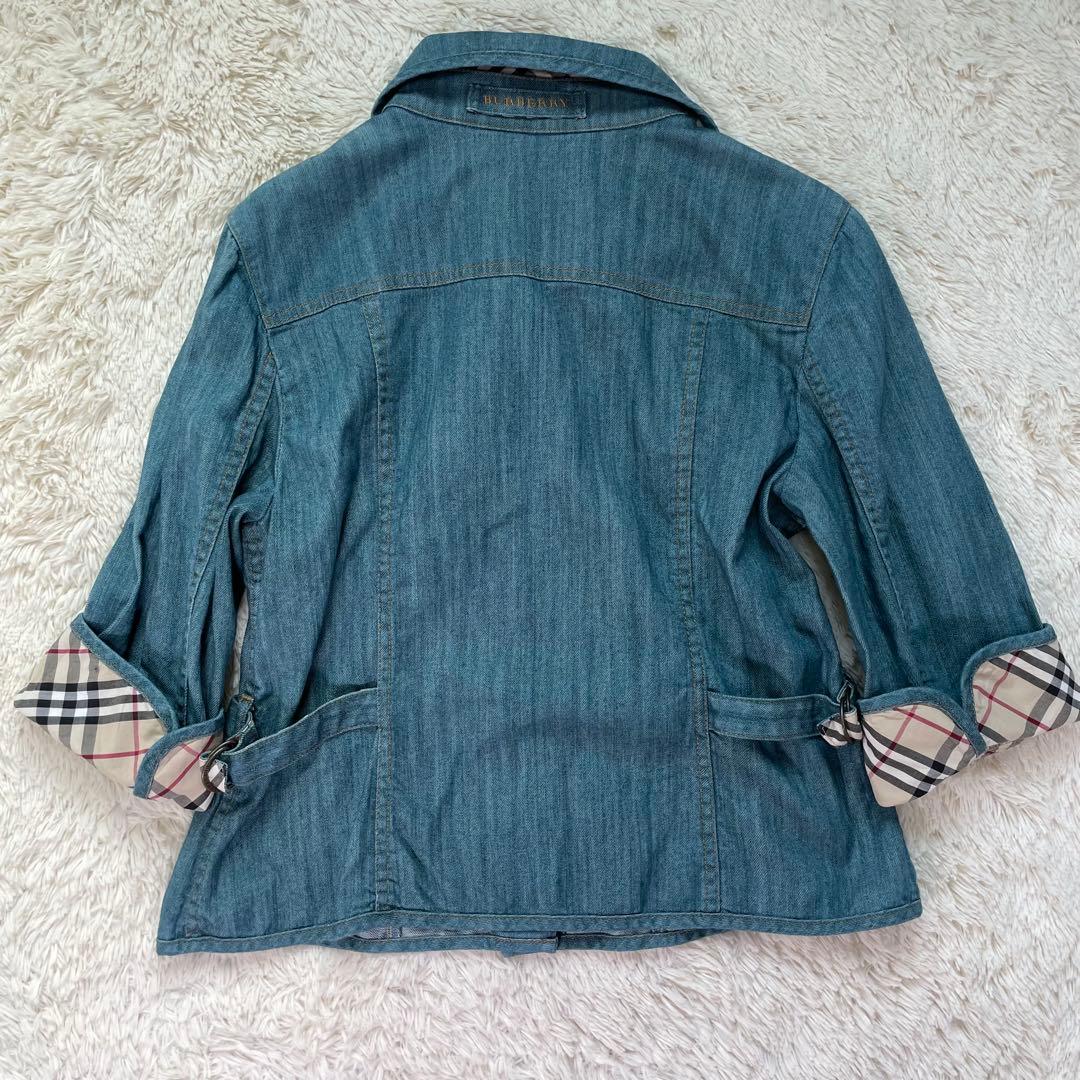 【希少サイズ44】バーバリーロンドン　ノバチェック　ブルー　デニムジャケット