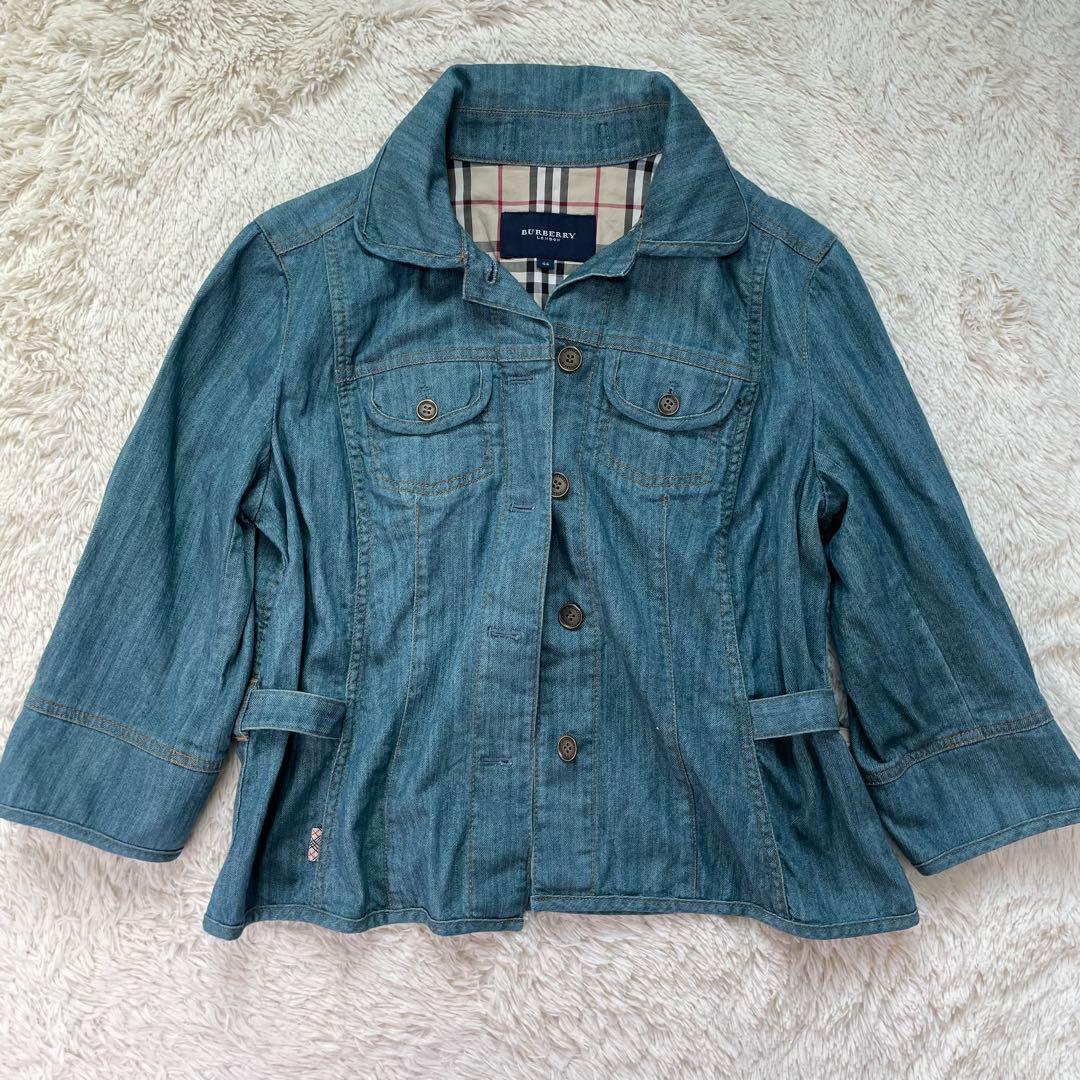 【希少サイズ44】バーバリーロンドン　ノバチェック　ブルー　デニムジャケット