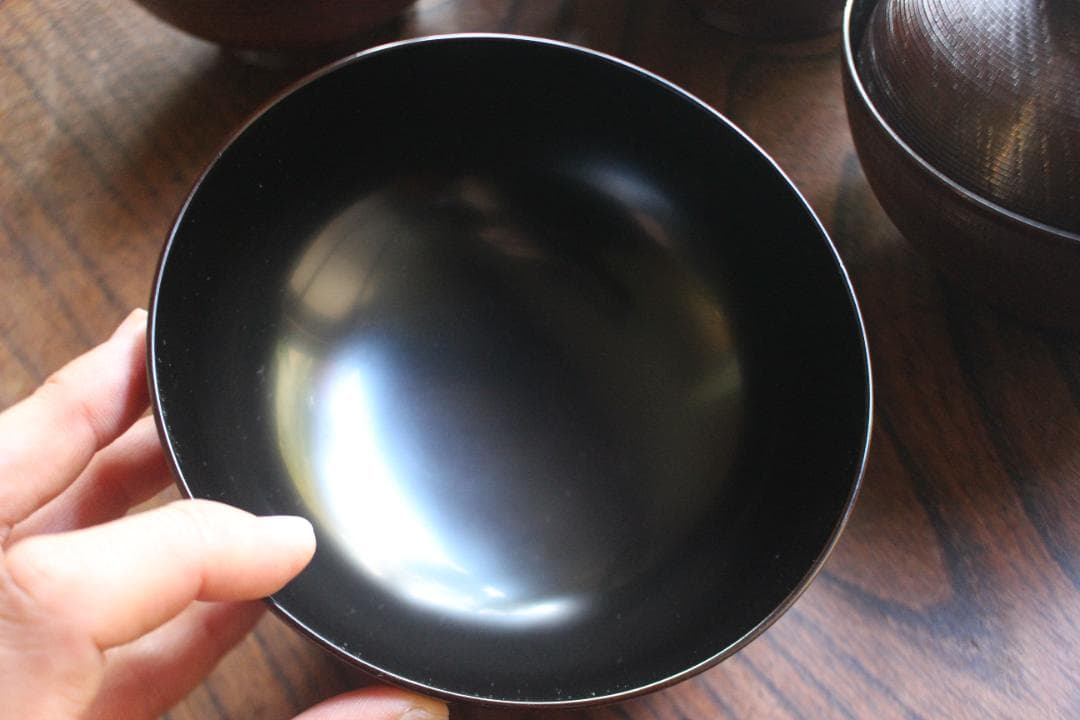 デッドストック！極上千筋糸目に優美な見返鶴蒔絵の煮物椀2点（検輪島塗蒔絵椀雑煮椀