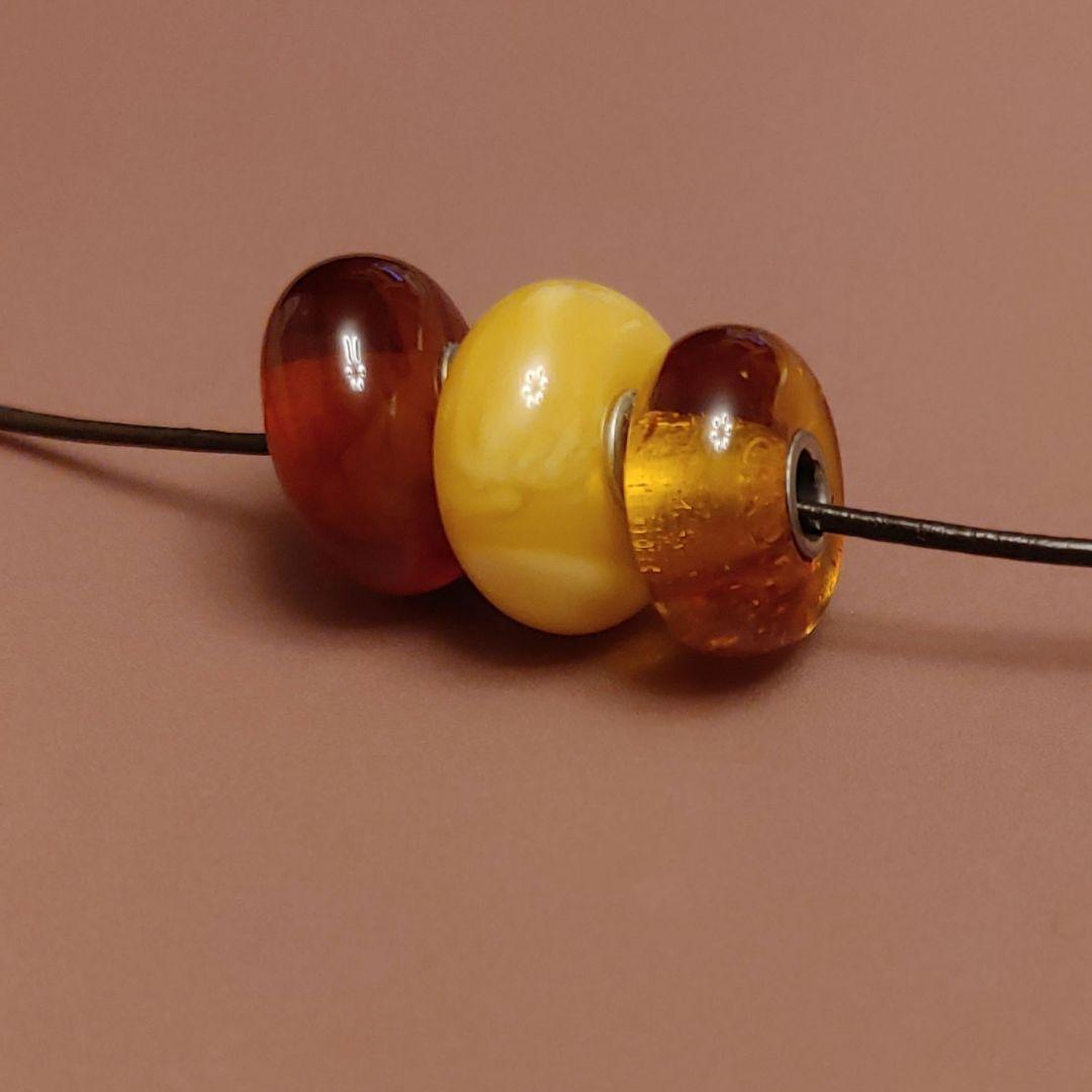 トロールビーズ ☆ アンバー３点