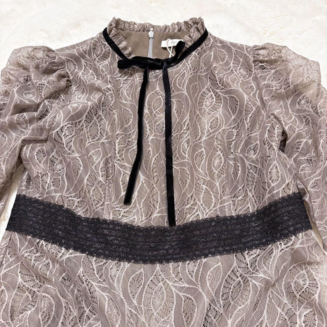 新品タグ付✨LEJA レジャ ウエストマークパフスリーブ総レースロングドレス M