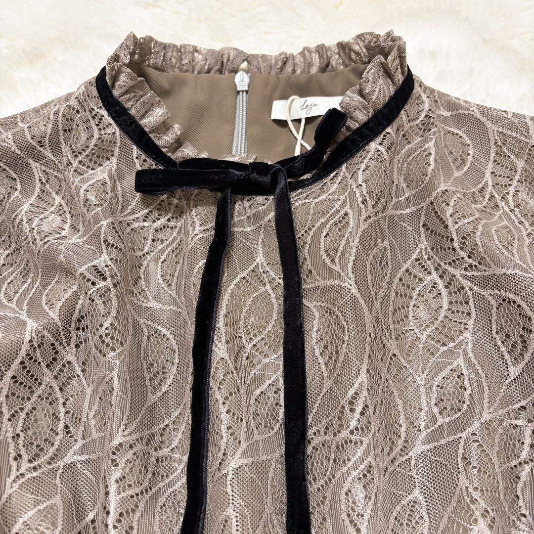 新品タグ付✨LEJA レジャ ウエストマークパフスリーブ総レースロングドレス M