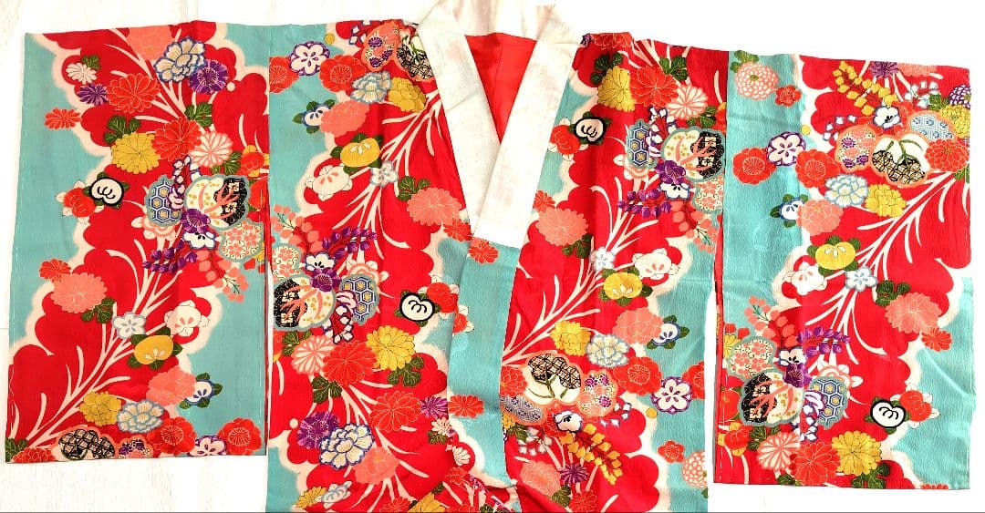 縮緬　アンティーク長襦袢　大正ロマン