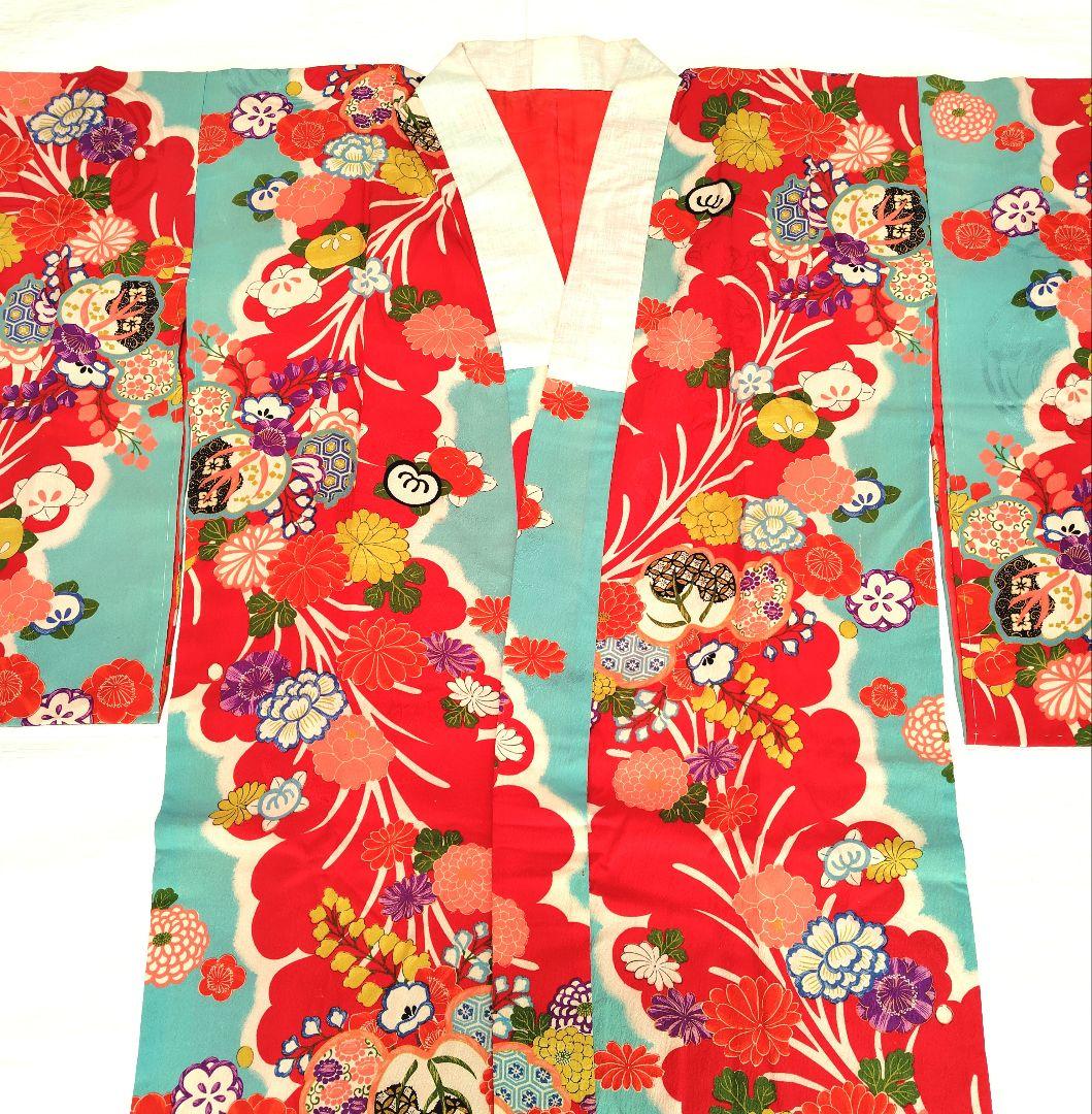 縮緬　アンティーク長襦袢　大正ロマン