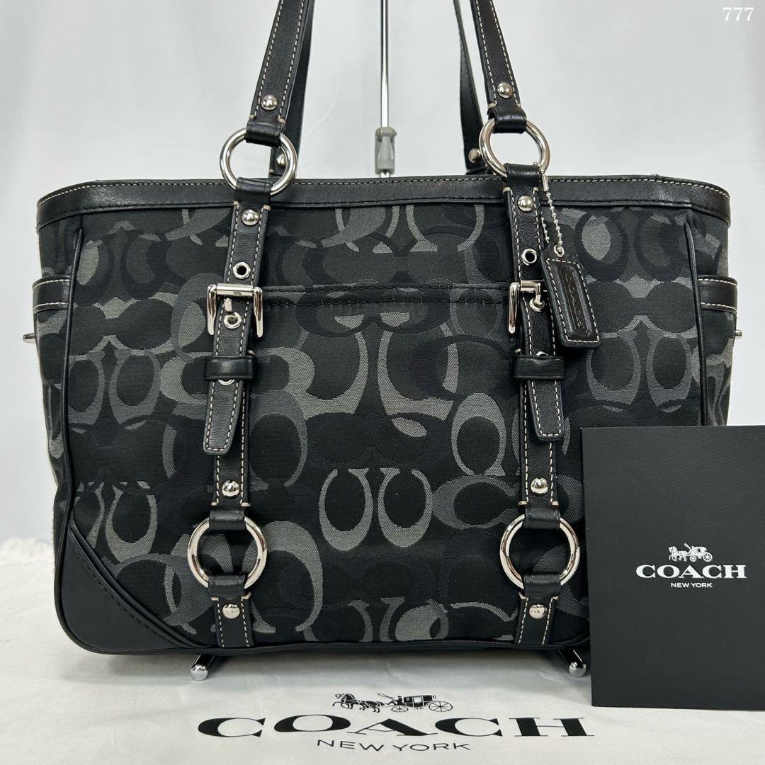 【極美品】コーチ 15669 トートバッグ シグネチャー ナイロン レザー 黒