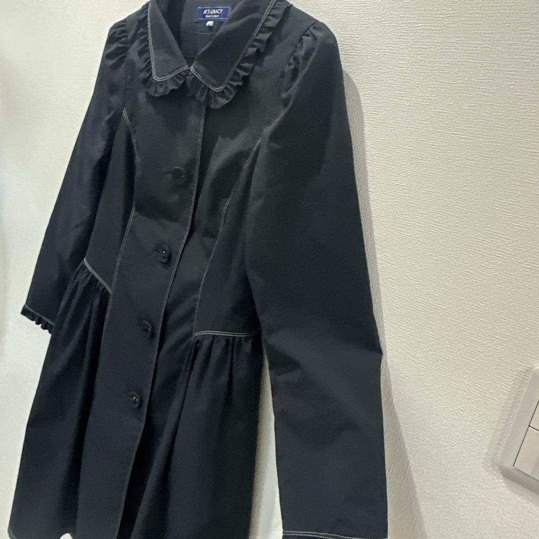 ✾近年モデル✾エムズグレイシー トレンチコート ロングコート リボン フリル 黒