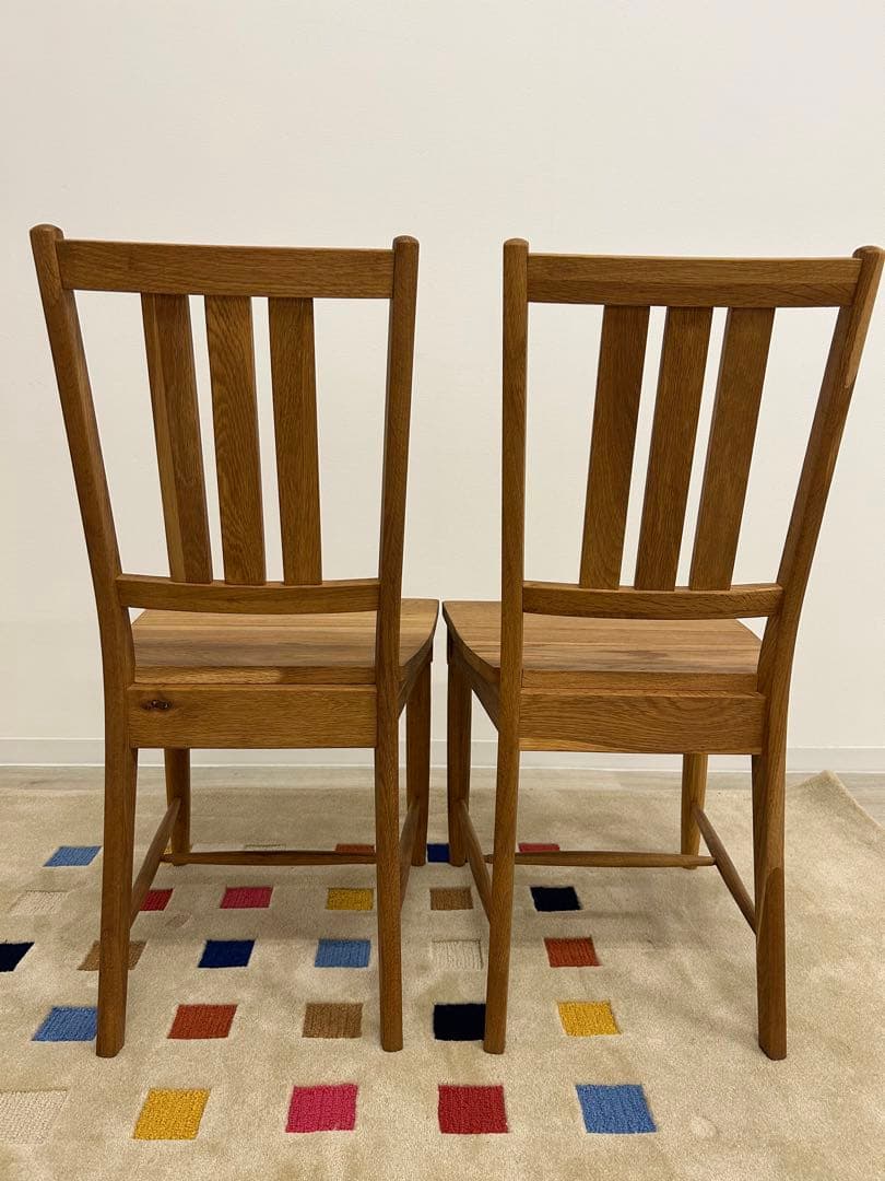 店内展示品★ダイニングチェア2脚組 カントリー調 木製チェア 椅子 板座 無垢材