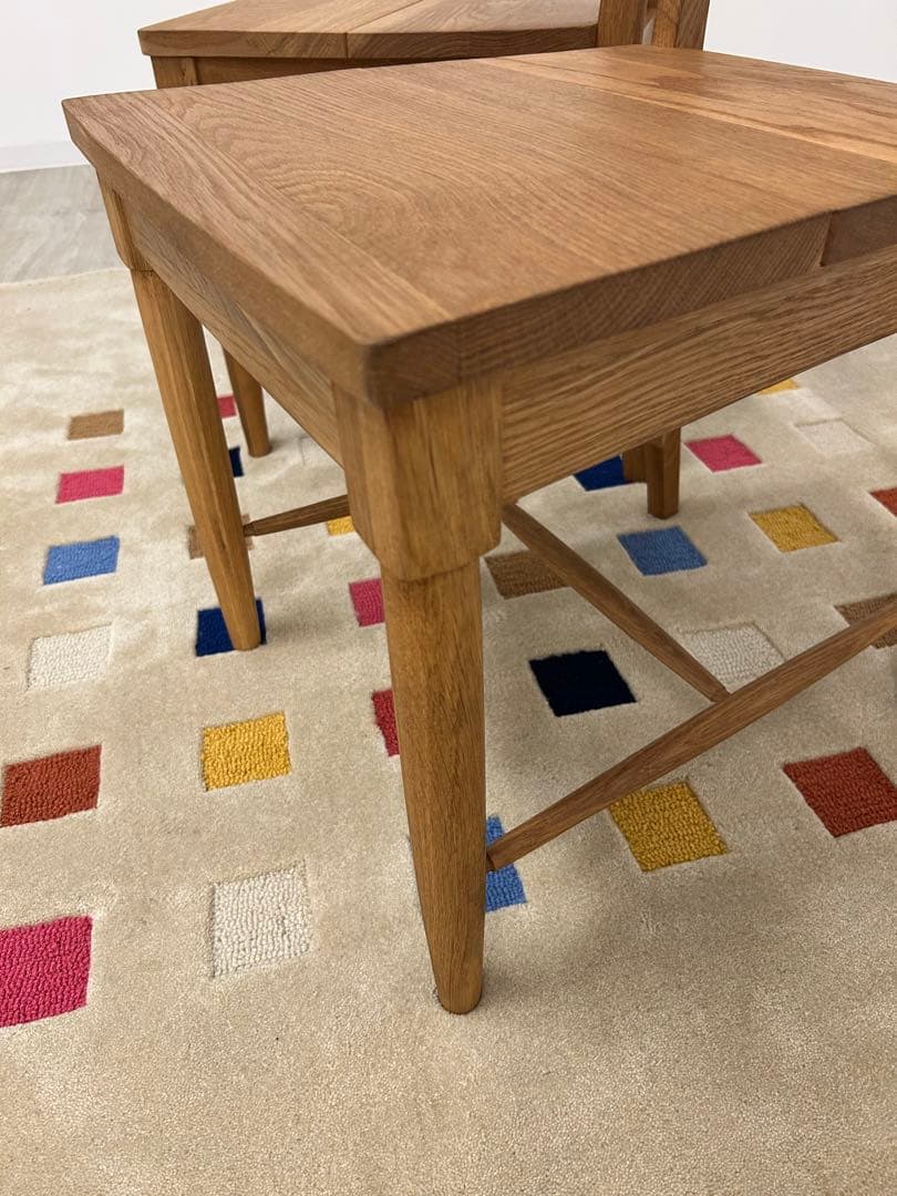 店内展示品★ダイニングチェア2脚組 カントリー調 木製チェア 椅子 板座 無垢材