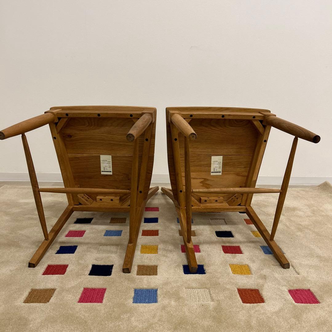 店内展示品★ダイニングチェア2脚組 カントリー調 木製チェア 椅子 板座 無垢材