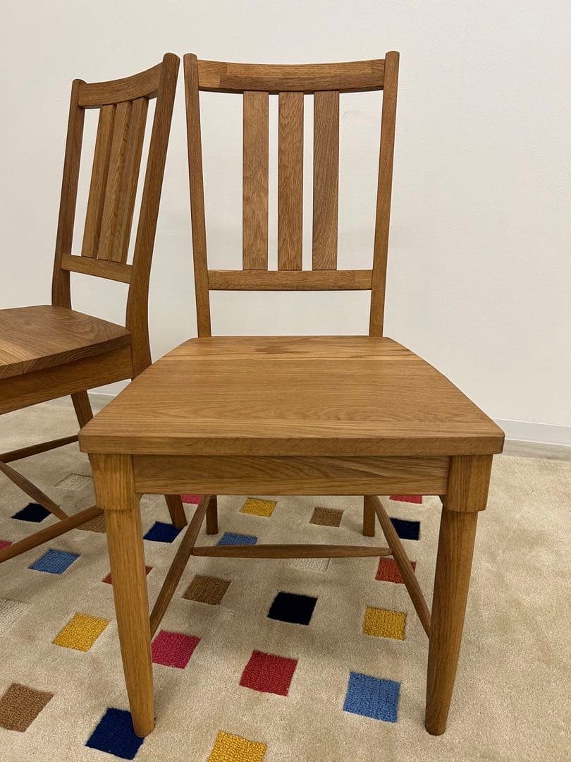 店内展示品★ダイニングチェア2脚組 カントリー調 木製チェア 椅子 板座 無垢材