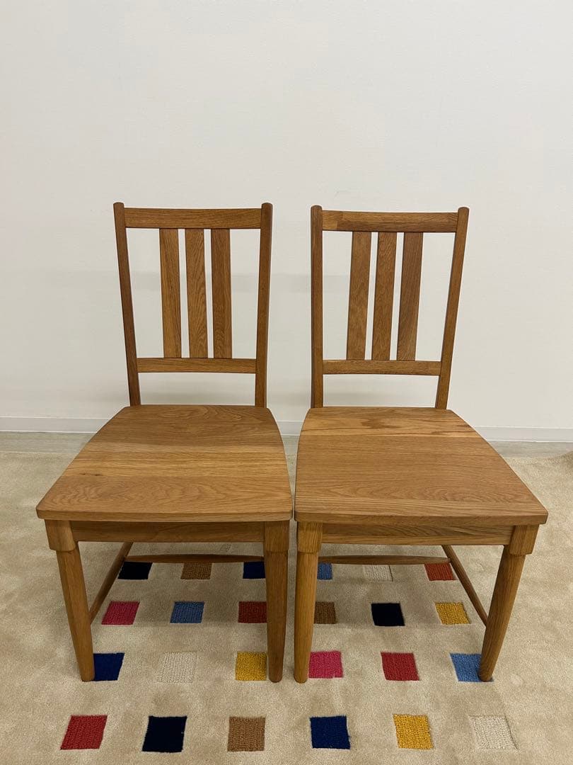 店内展示品★ダイニングチェア2脚組 カントリー調 木製チェア 椅子 板座 無垢材