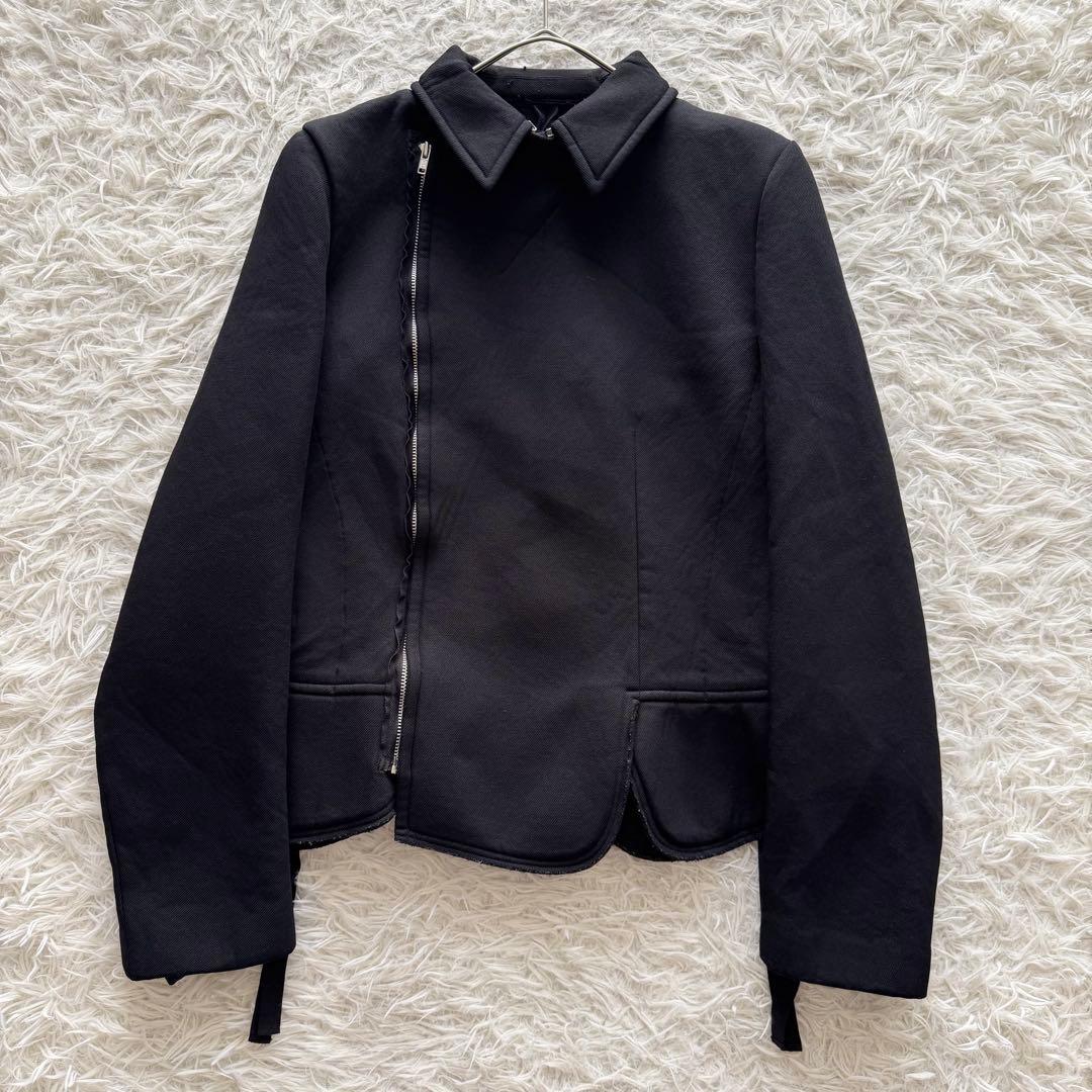 コムデギャルソン AD2004　ライダースジャケット 縮絨加工　フリル 黒　M
