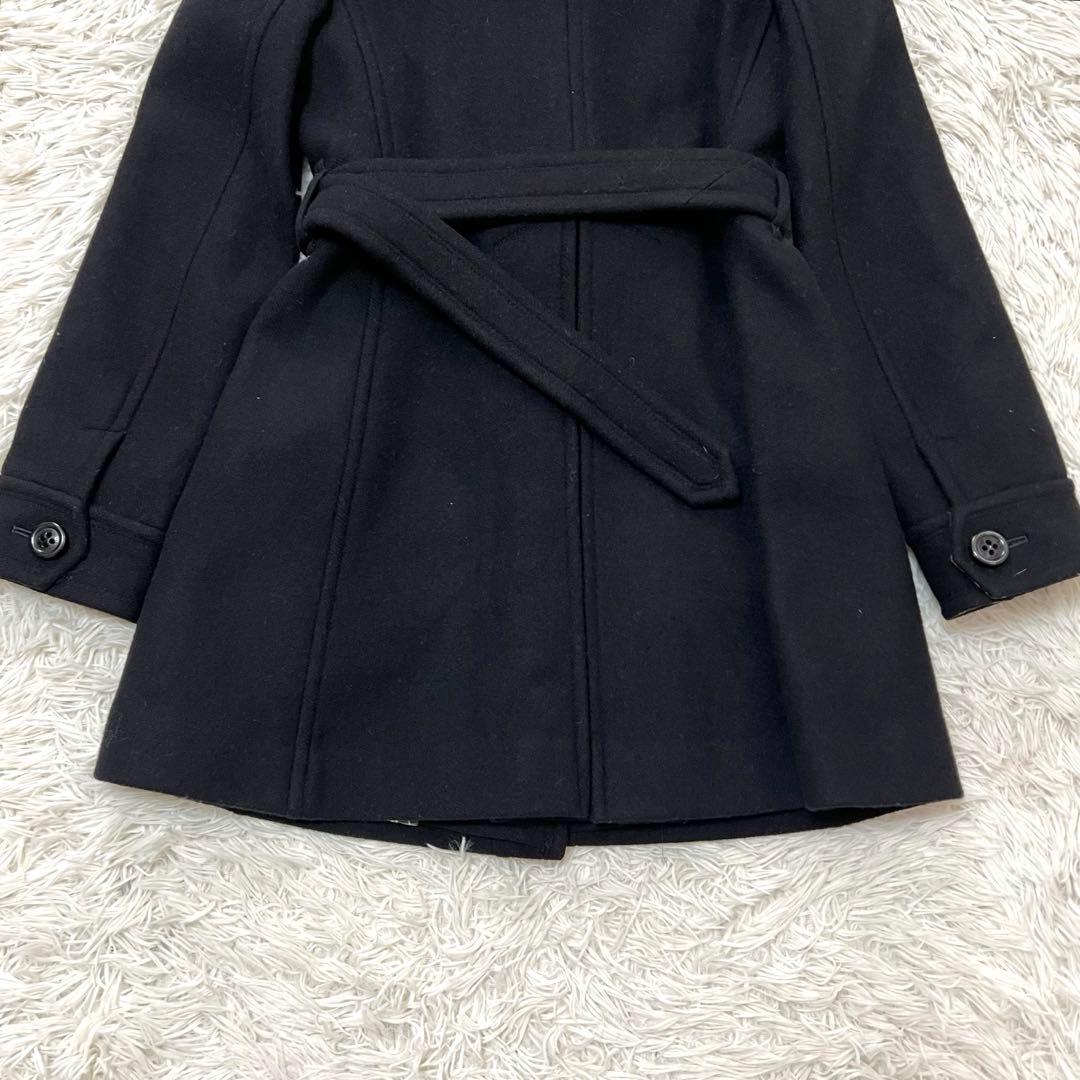 バーバリーブルーレーベル アンゴラウールコート ラクーンファー フード ベルトM