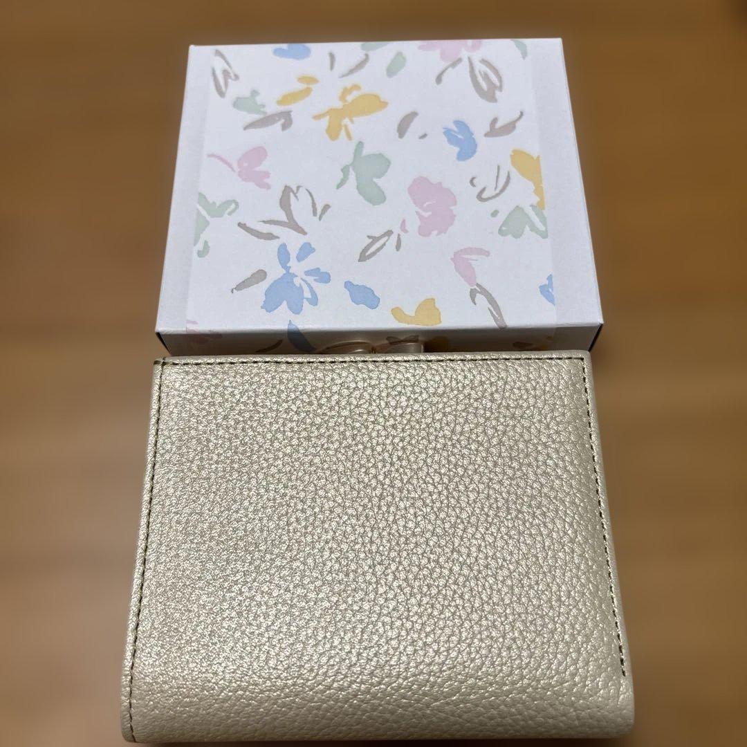 ※未使用に近い　皇居限定　がま口財布　ゴールド　牛革　箱付き