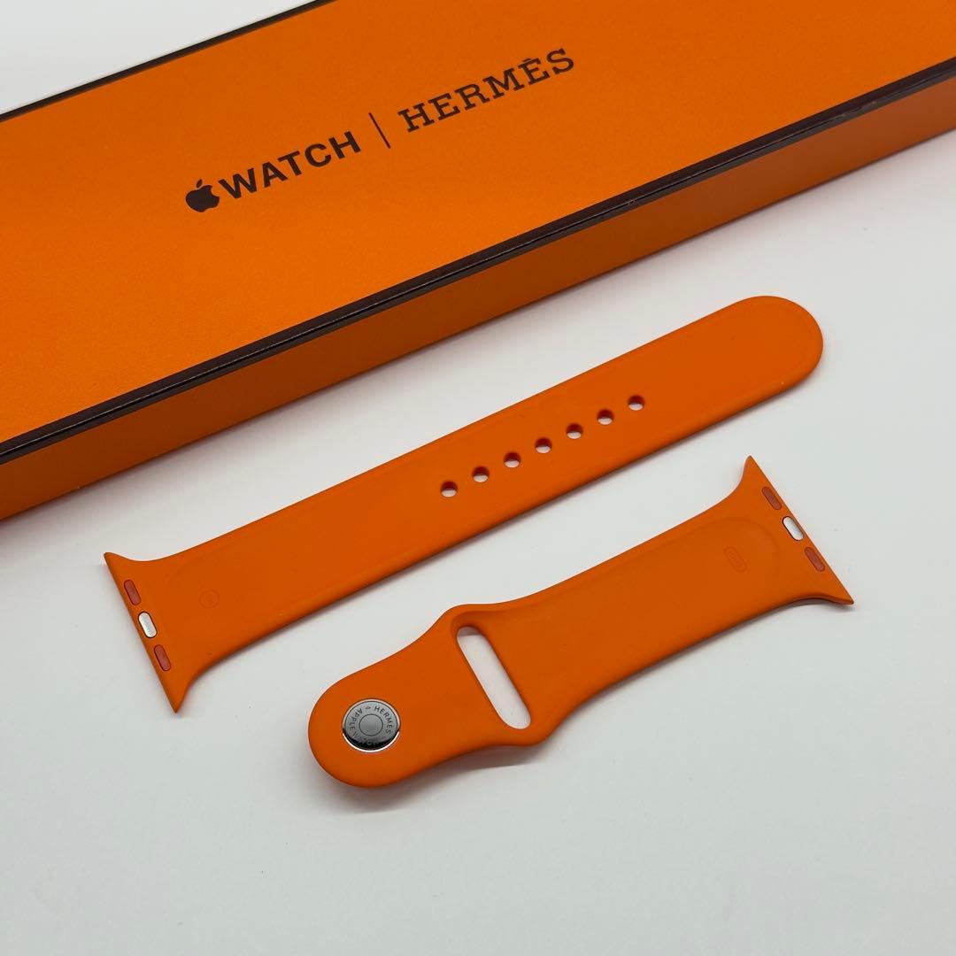 2677 ほぼ未使用　Apple Watch エルメス　オレンジ　ラバーバンド