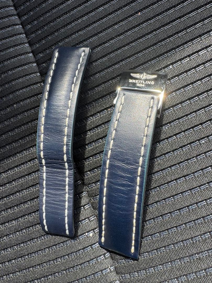 ブライトリング レザーベルト ネイビー 20mm