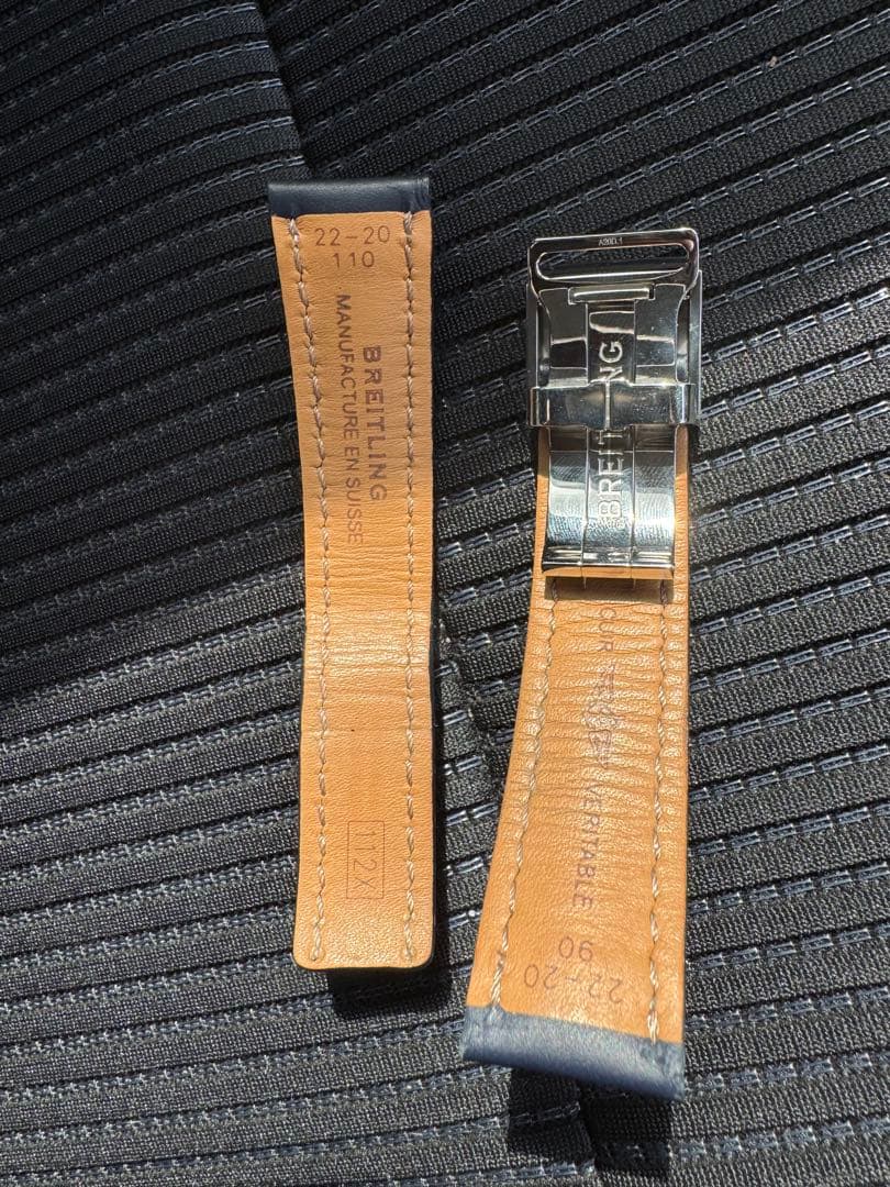 ブライトリング レザーベルト ネイビー 20mm