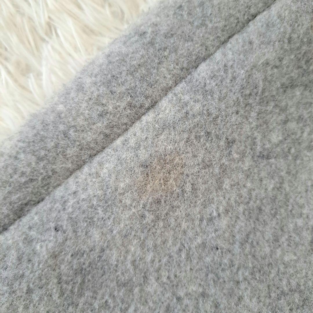 日本製 エブールꕤウール混 ロング ガウンコート ボタンレス グレー 厚手 36