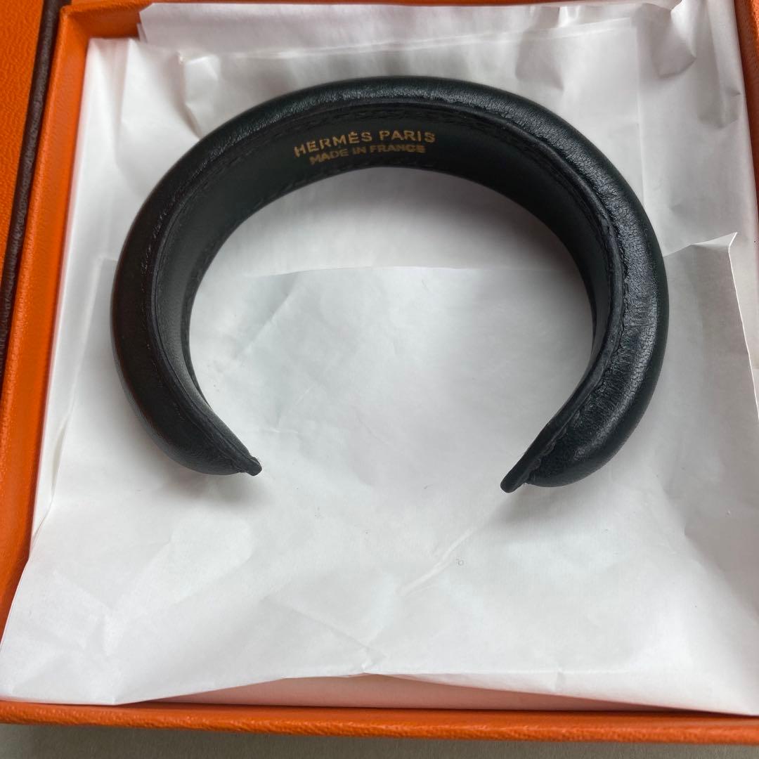 HERMÈS ブラック超美品❗️ レザーバングル、ほぼ新品未使用品‼️