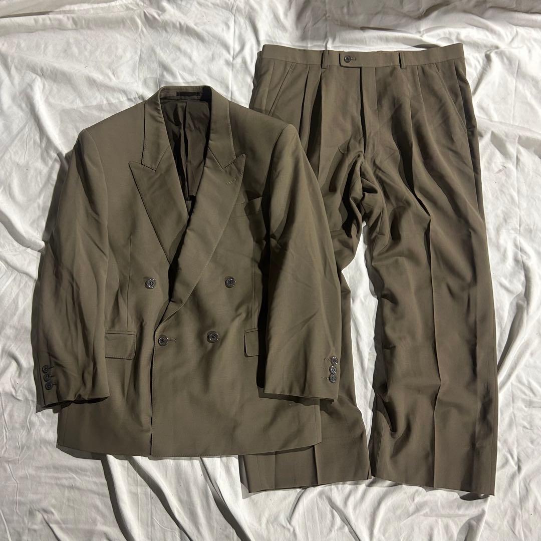 90's LANVIN ダブルブレストスーツ セットアップ　オリーブ