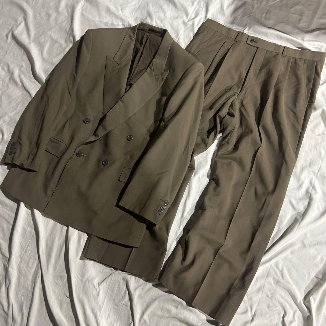 90's LANVIN ダブルブレストスーツ セットアップ　オリーブ