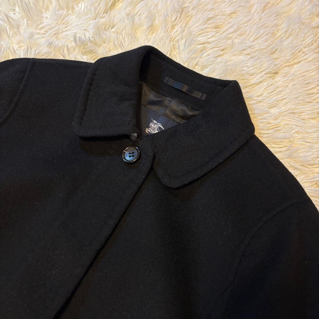 【美品/L】バーバリーロンドン チェスターコート カシミヤ混 Aライン ブラック