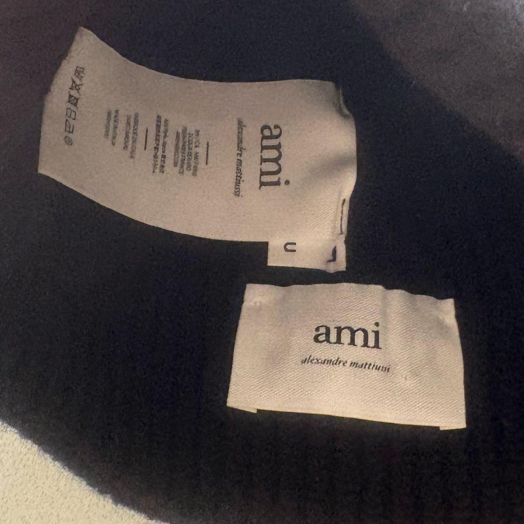 AMI PARIS アミパリ ニット帽 ビーニー ブラック ワンポイントロゴ