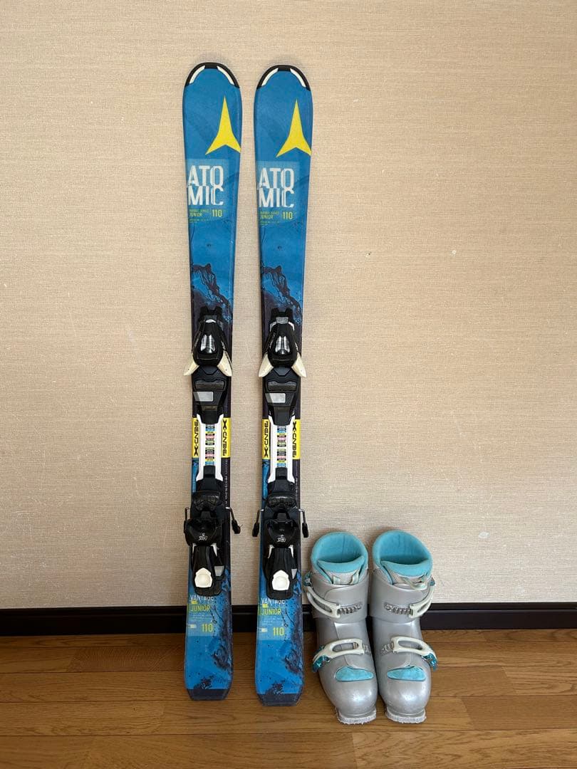 子供用スキー110cm、ビンディング（簡単調整可）、ブーツの3店セット